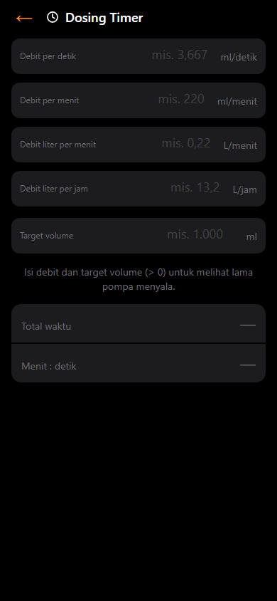 Kalkulator Dosing Timer Takar